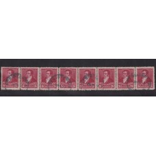 ARGENTINA 1896 GJ 178 TIRA HORIZONTAL DE 8 ESTAMPILLAS CON MATASELLO RESISTENCIA CHACO, HERMOSA Y MUY RARA PIEZA